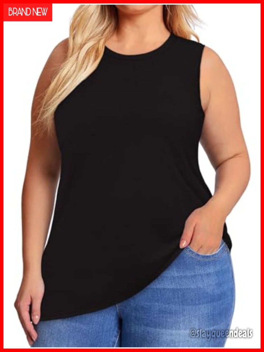 Women's Plus Size Tank Top Sleeveless Crew Neck Casual Summer Shirt